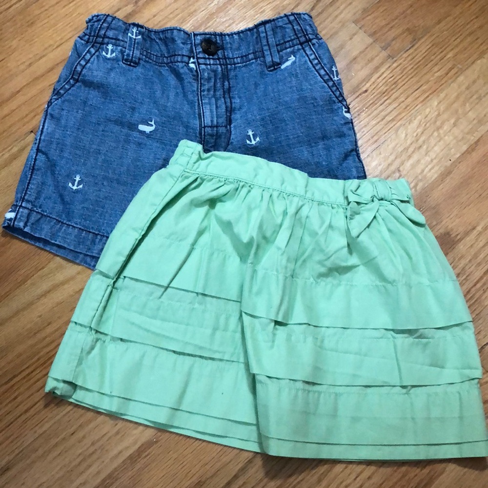 2 Pieces 1- Janie and Jack Skirt 1- Carters Shorts Toddler 18-24M Perfect